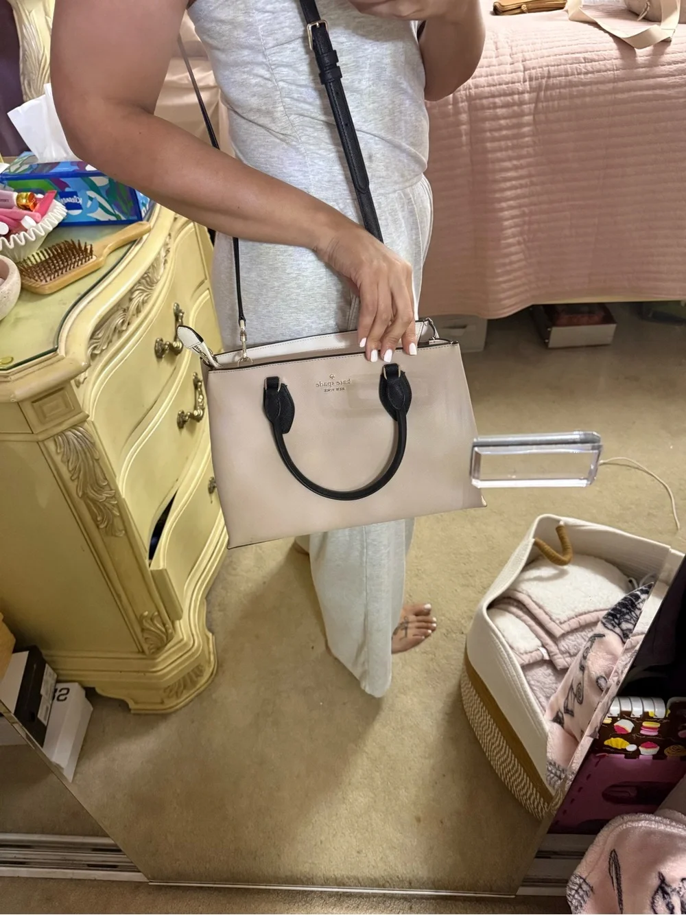 kate spade Cream and Black Satchel with Gold Hardware - Picture 3 of 8